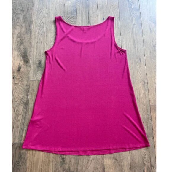 Eileen Fisher 100% Silk Sleeveless Tunic Blouse Size M Cranberry Pink Red - Picture 4 of 7